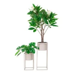 Marla Flowerpots 2 Pots De Fleurs En Gris Beige -Jardin Outils Magasin 26f914857612a6f9