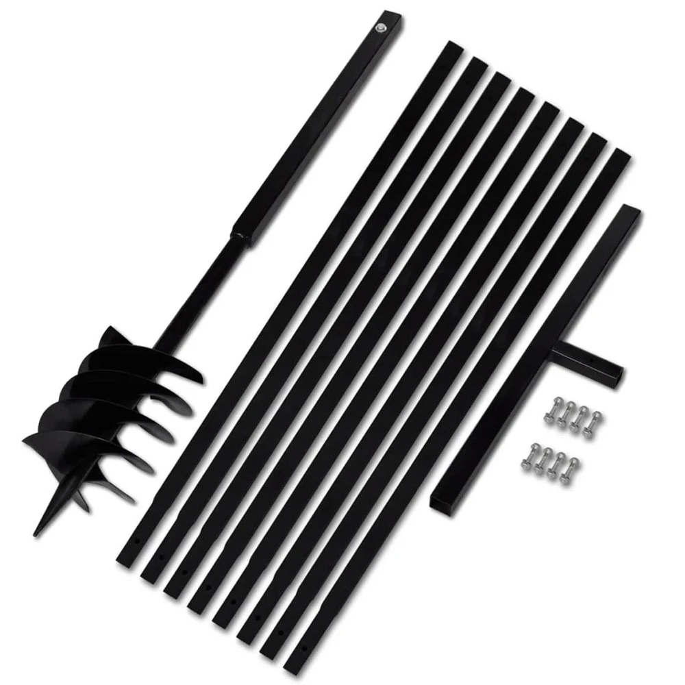 VIDAXL Tarière De Sol Avec Manche 180 Mm Et Tube D'extension 9 M Acier 1 VIDAXL Tarière De Sol Avec Manche 180 Mm Et Tube D'extension 9 M Acier