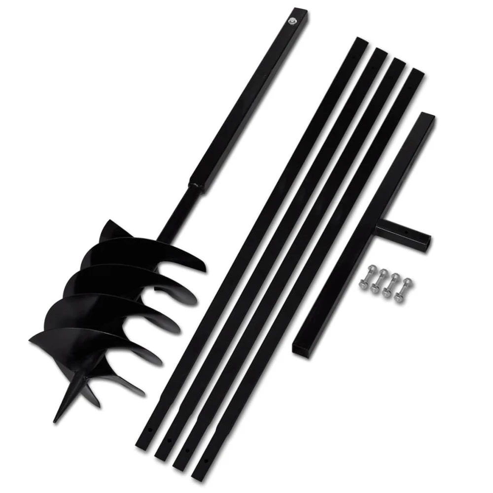 VIDAXL Tarière De Sol Avec Manche 200 Mm Et Tube D'extension 5 M Acier 1 VIDAXL Tarière De Sol Avec Manche 200 Mm Et Tube D'extension 5 M Acier