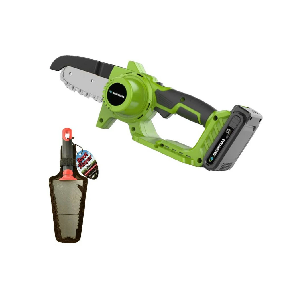 Pack Tronçonneuse électrique + Rootslayer à Main-vert 1 Pack Tronçonneuse électrique + Rootslayer à Main-vert