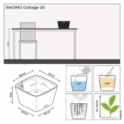 LECHUZA Jardinière Bacino Cottage All-in-one 30x30 Cm Blanc 9 LECHUZA Jardinière Bacino Cottage All-in-one 30x30 Cm Blanc -Jardin Outils Magasin 6479895431e5b7.09786384