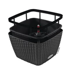 LECHUZA Jardinière Bacino Cottage All-in-one 30x30 Cm Noir Graphite -Jardin Outils Magasin 6479895b664872.76464178