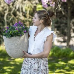 Pot à Fleurs Waste Rib 43x41 Cm Beige Terrazzo -Jardin Outils Magasin 6479895e68a6b6.76770283