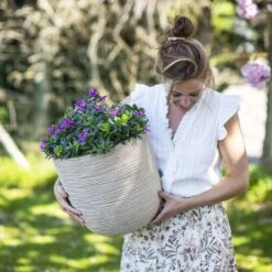 Pot à Fleurs Waste Rib 43x41 Cm Beige Terrazzo -Jardin Outils Magasin 6479895e8f5002.15217662