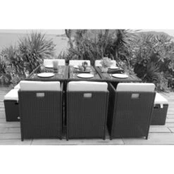 Ensemble Repas 11 Pièces CUBE DINNING Acier Noir