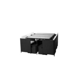Ensemble Repas 11 Pièces CUBE DINNING Acier Noir -Jardin Outils Magasin AFD 154889