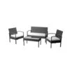 Salon De Jardin Acier Noir LUZ 2 Chaises 1 Banc Et 1 Table - TE11-SOFA