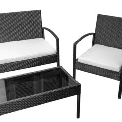 Salon De Jardin Acier Noir LUZ 2 Chaises 1 Banc Et 1 Table - TE11-SOFA -Jardin Outils Magasin AFD 154905