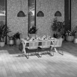 Table De Jardin WOODY Ciment / Acacia - SETWOODY -Jardin Outils Magasin AFD 156631