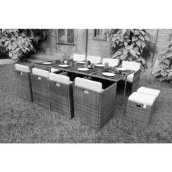 Ensemble Repas 13 Pièces CUBA Acier Taupe 7 Ensemble Repas 13 Pièces CUBA Acier Taupe -Jardin Outils Magasin AFD 162657