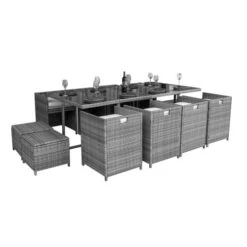 Ensemble Repas 13 Pièces CUBA Acier Taupe