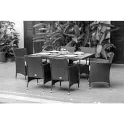 Ensemble Repas 7 Pièces DINING En Acier Noir - M39 -Jardin Outils Magasin AFD 181341