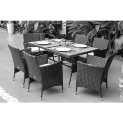 Ensemble Repas 7 Pièces DINING En Acier Noir - M39 -Jardin Outils Magasin AFD 181342