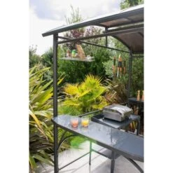Abri Barbecue En Aluminium Et Polycarbonate DCB Garden Gris Anthracite - ABRI-BARBECUE -Jardin Outils Magasin AFD 187585